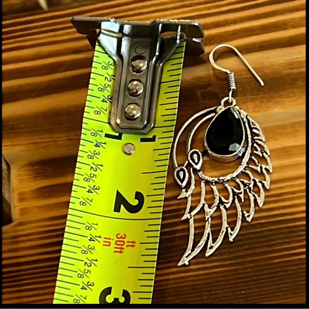 #107 Black Onyx Wings 🪽 Handcrafted Earrings NWOT - Picture 9 of 13